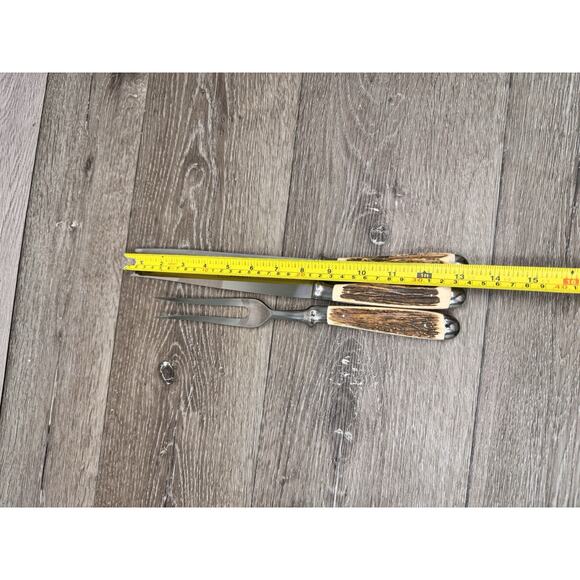 Solingen Germany Stainless Stag Antler Handle Carving Knife Serving Fork~3 Pc - Picture 9 of 9